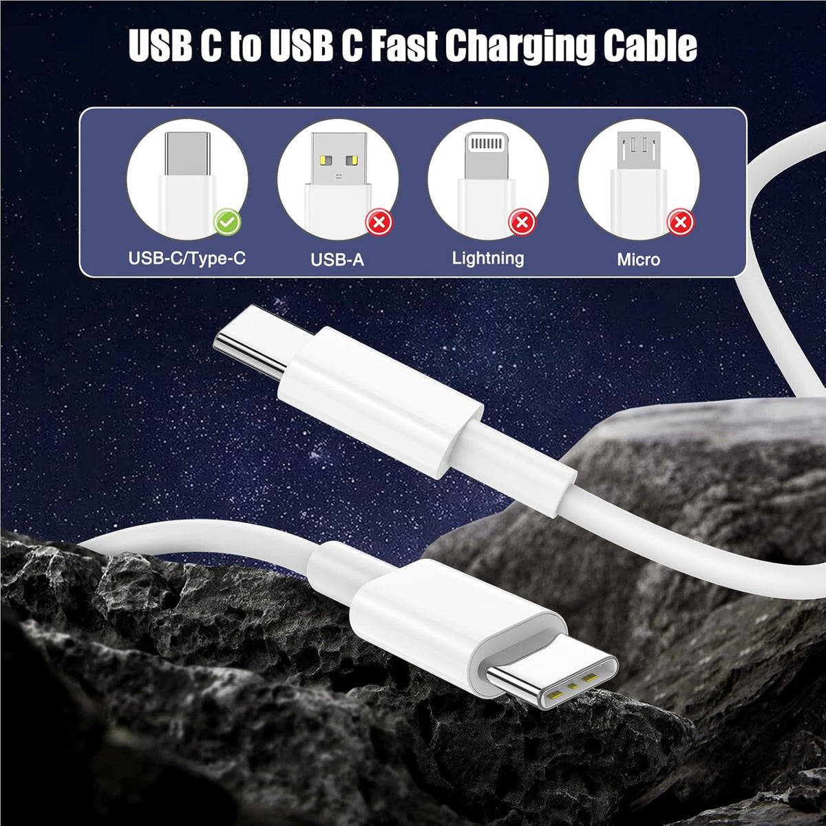 3-Pack 6.6FT 60W USB C to USB C Cable, Type C to Type C Cable,Fast Charging Cable for iPhone Air 17 16e 16 15 Pro Plus Pro Max，for Galaxy S25/S24, for iPad Pro/Air/mini, for MacBook Pro/Air and More