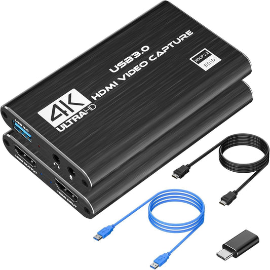 Capture Card Nintendo Switch, 4K HDMI Video Capture Card, 1080P 60FPS, HDMI to USB 3.0 Capture Card for Streaming Work with Camera/Xbox/PS4/PS5/PC/OBS