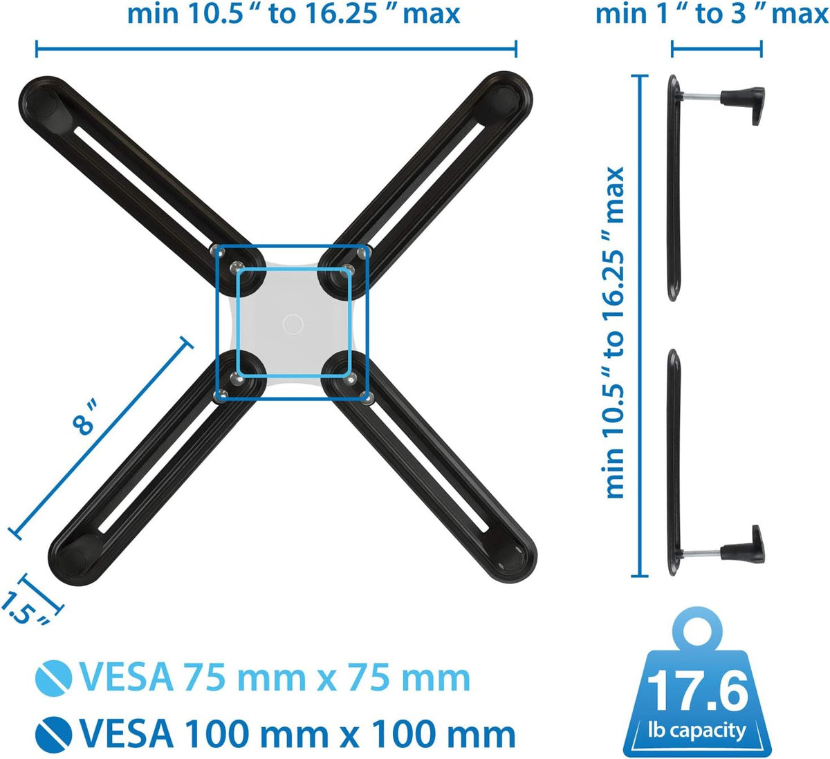 Mount-It! Non-VESA Monitor Mount Adapter Kit – Universal VESA Mount Adapter for 13–27 Inch LCD LED Screens, Converts to 75x75 & 100x100, Heavy Duty Steel Bracket for Desk