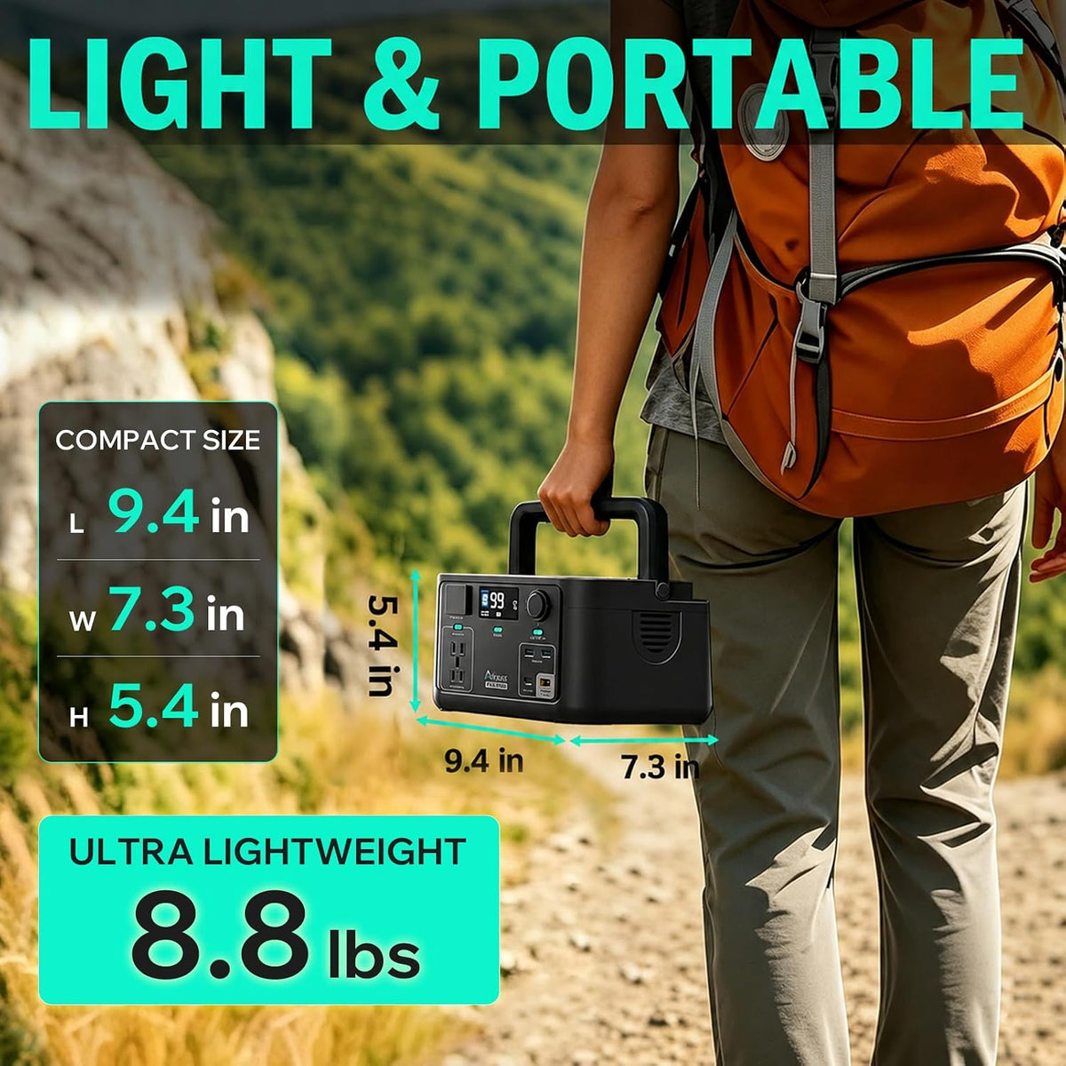 Portable Power Station 300W, 600W Peak Solar Generator 192Wh | 1Hr Fast Charge, LiFePO4 Battery, 10ms UPS, 120V AC Outlet Solar Power Bank for Camping Emergency Travel Home Blackout
