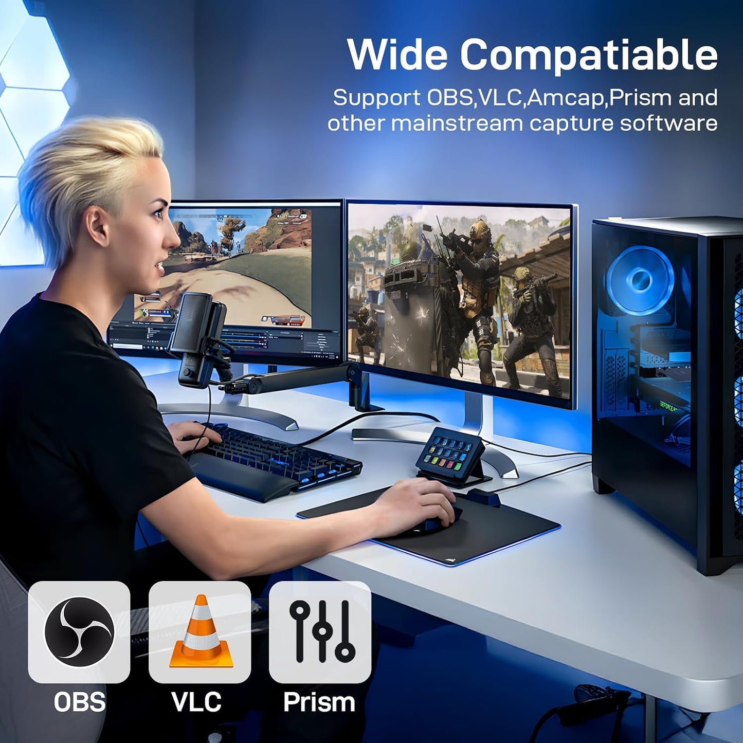 PCIE Video Capture Card, Ultra-Low Latency Pass-Through Capture Board for Retro Gaming & Legacy AV Devices, Compatible with Windows 8/10/11 & Linux