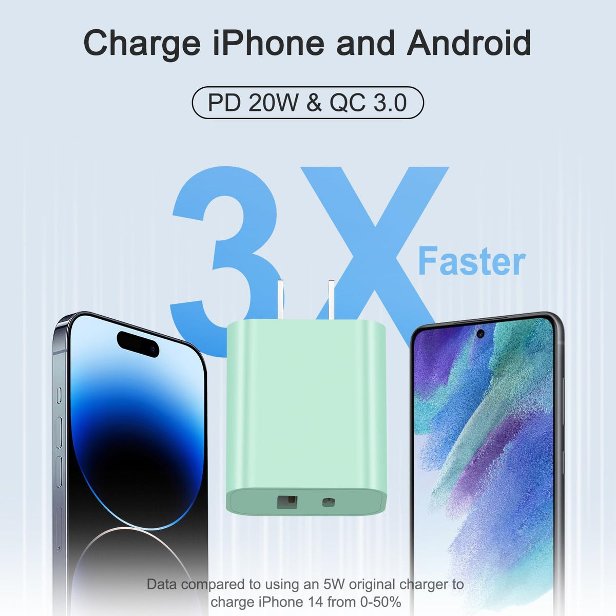 iPhone 17 16 15 Charger Fast Charging USB C Charger Block Type C Chargers Charging Block with 3 Pack 10FT Cable for iPhone 17/17 Plus/17 Pro Max/16/16 Plus/16 Pro Max/15 Pro Max/iPad Pro(Green)