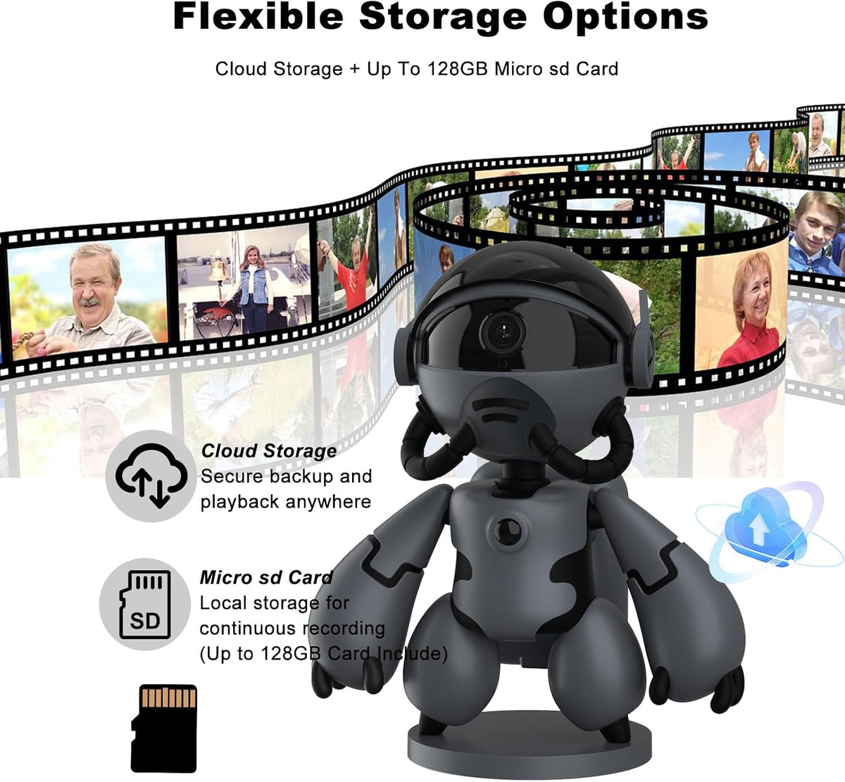 2K Indoor Camera Robot, 5G/2.4G WiFi Indoor Cameras for Baby Pet Monitor