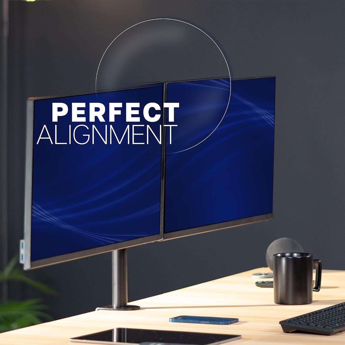 VIVO Dual LCD LED 21 to 32 inch Monitor Desk Mount, Heavy Duty, Adjustable Telescoping Arms, Flush Wall Setup, Fits 2 Screens, Black, STAND-V002E