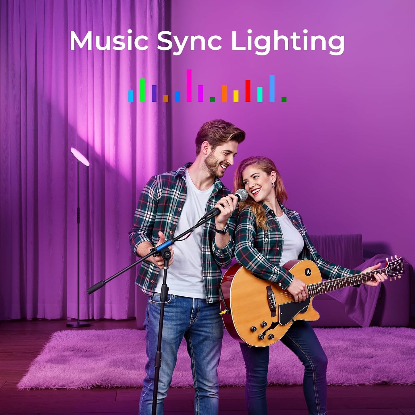 Floor Lamp, RGBWW Smart Standing Lamps for Living Room, App & Voice Control