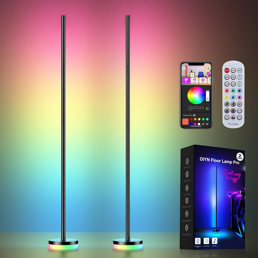 OIYN Corner Floor Lamp 2 Pack,RGBICW LED Corner Lamp with 1300lm Smart Modern Floor Lamp,App & Remote Control,Music Sync,Color Changing Standing Lamp for Bedroom Living Room and Gaming Rooms