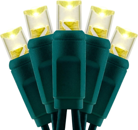 YULETIME 100 Warm White Christmas Lights, 33 ft One-Piece LED String Light