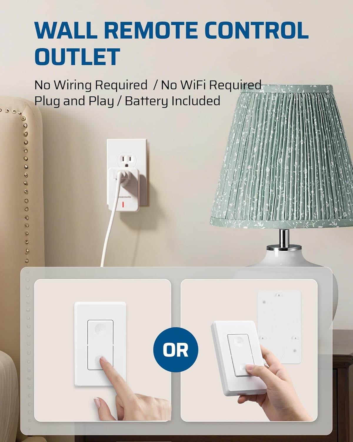 DEWENWILS Remote Control Outlet Switch, 100 Feet Range, ETL Listed | Plug and Play, 1 Remote & 1 Outlet, Programmable Wireless Light Switch, Remote Plug in Power Switch for Lamps, Fans