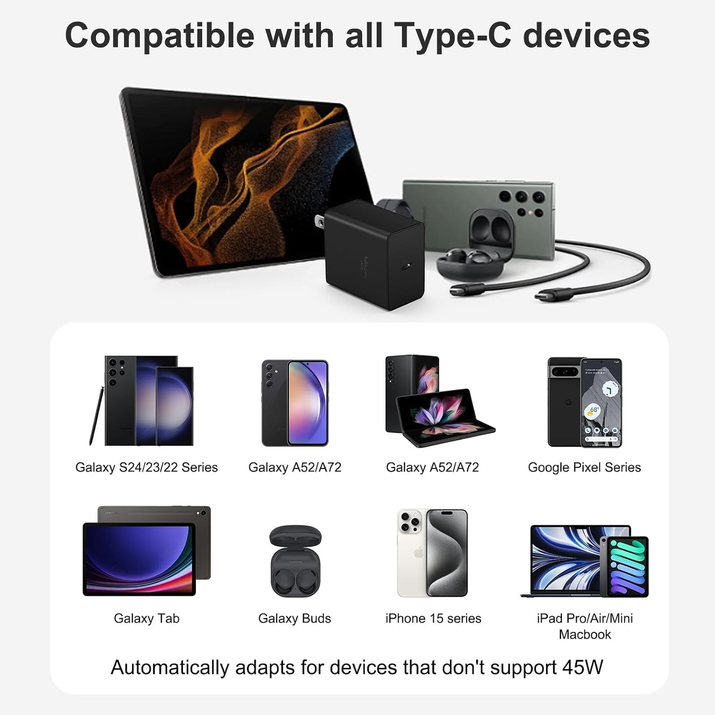 USB C Charger Type C Charger Fast Charging Long 10FT 45W Samsung Charger | for iPhone Air/17/17 Plus/17 Pro/17 Pro Max/16/16 Plus/16 Pro/16 Pro Max/15 Pro Max/iPad Pros/Samsung Galaxy S26/S25,Android