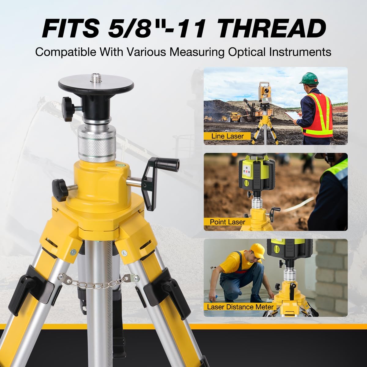 Elevator Tripod for Laser Level, Surveying Instruments With Adjustable Legs for Cross Rotary Lasers