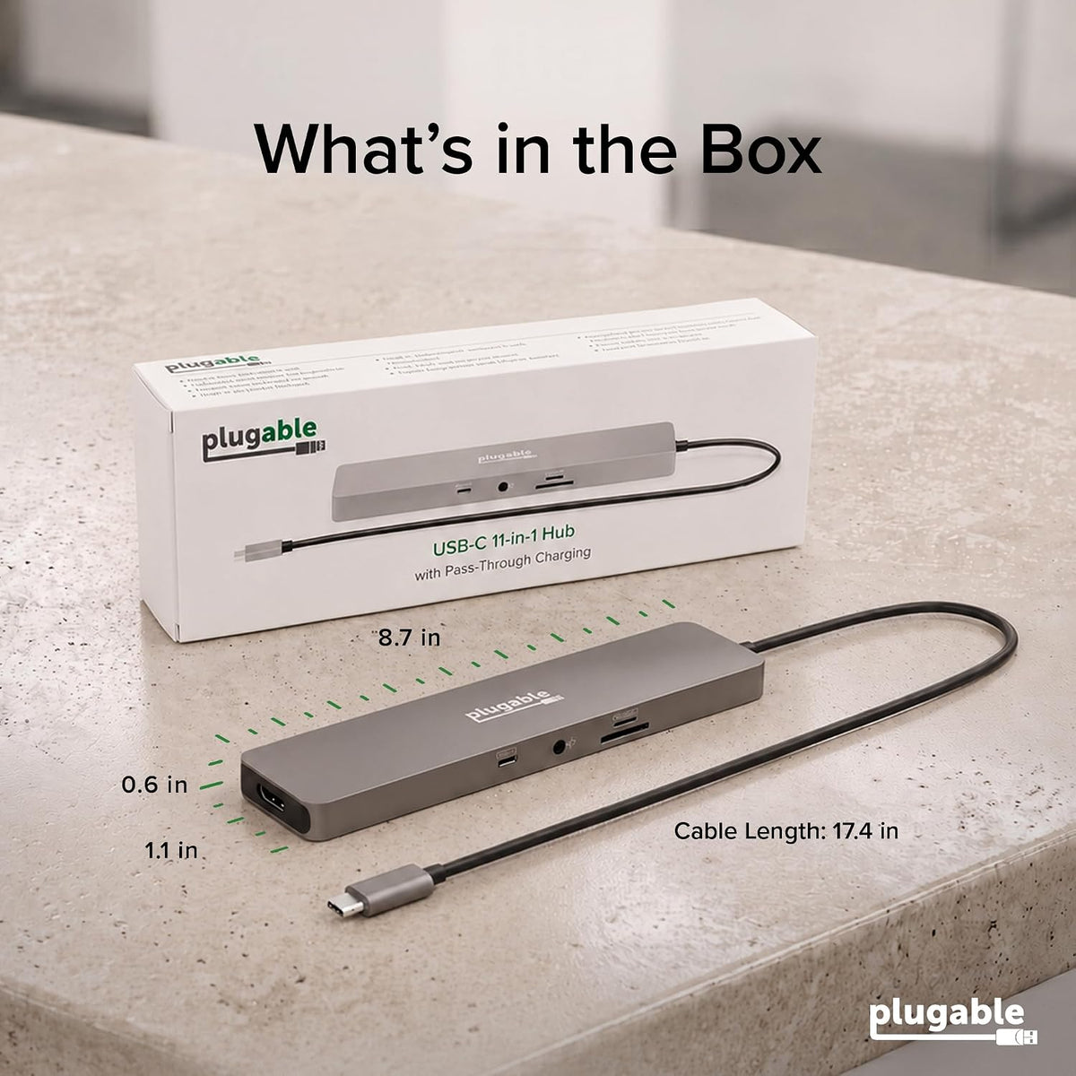 Plugable 11-in-1 USB-C Hub, 100W USB-C Pass-Through