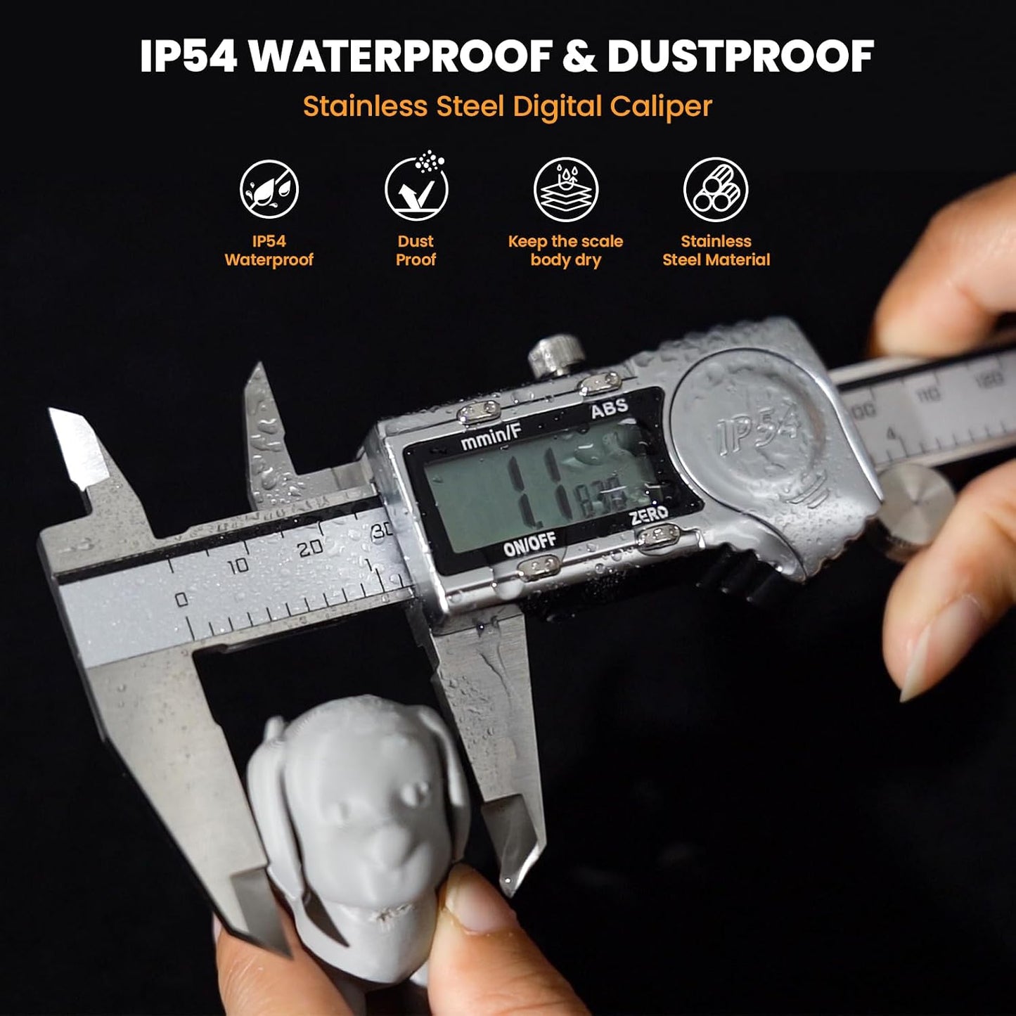 HARDELL Digital Caliper, IP54 Calipers with ABS Function, All-Metal Digital Micrometer Auto-Off, 6 Inch Micrometer Caliper Digital, Inch/MM/Fraction for 3D Printing & DIY (2 Spare Batteries)