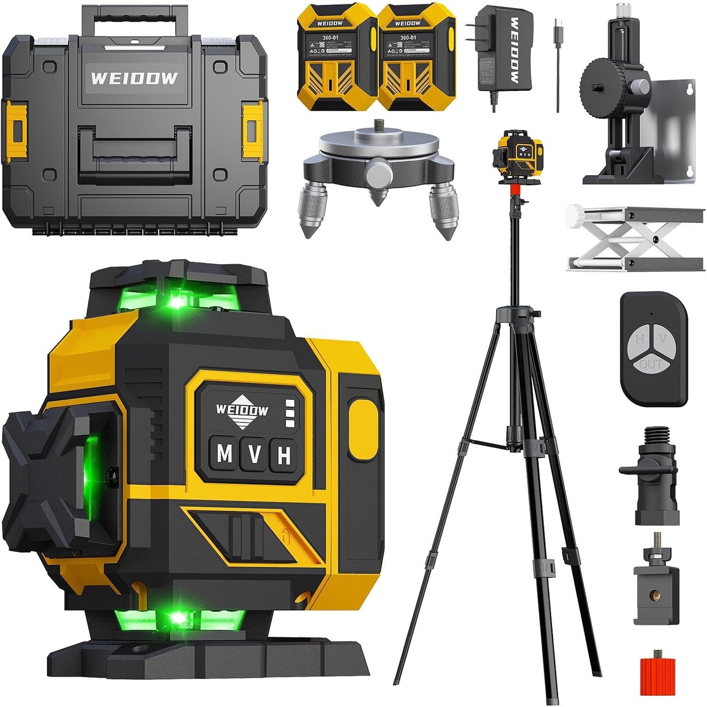 WEIDDW Laser Level 360° Green Cross Line Self Leveling Laser Measuring Tool