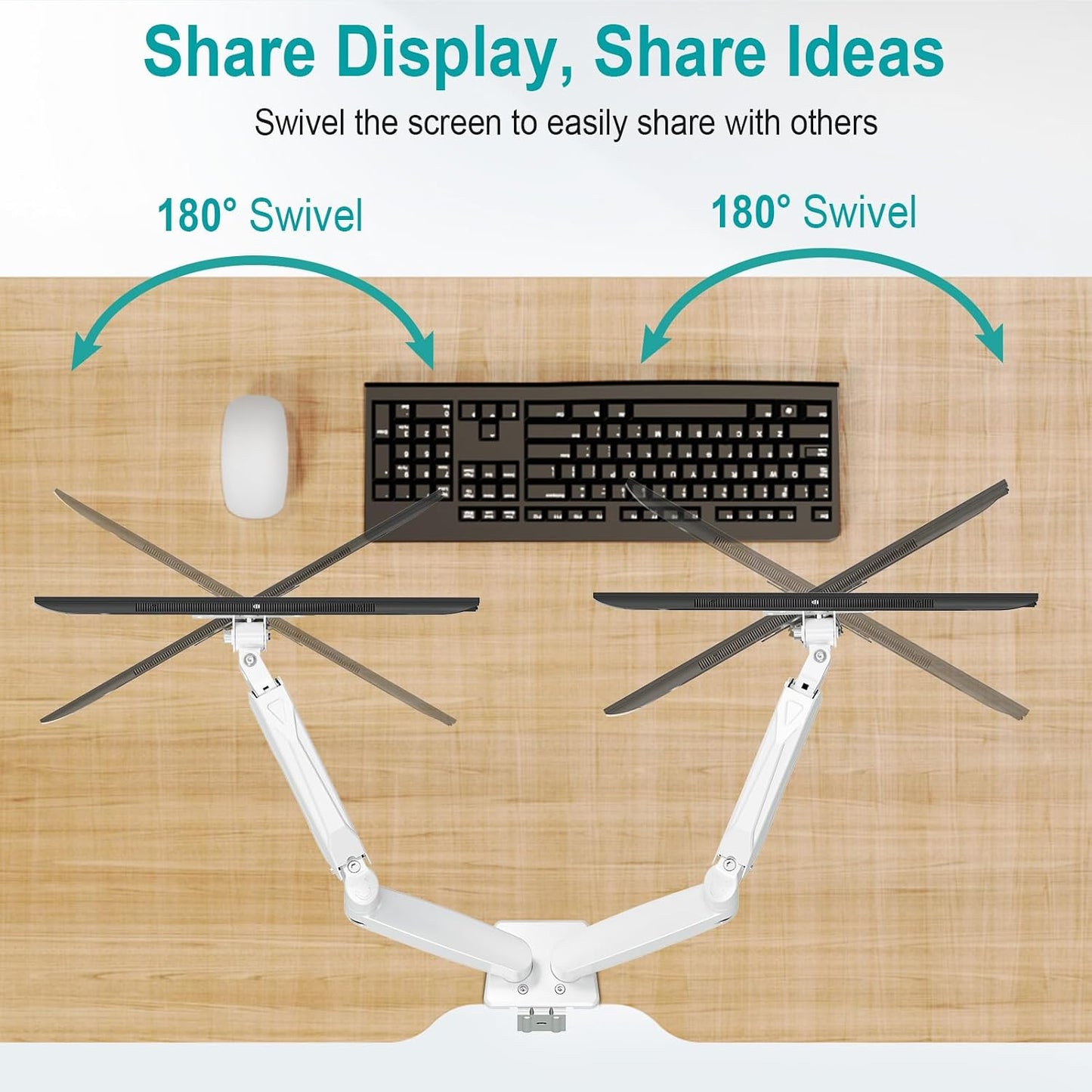 MOUNT PRO Dual Monitor Mount Fits 13 to 32 Inch Screen, Height Adjustable Monitor Stand for 2 Monitors, Full Motion Display Arm Holds up to 19.8lbs Each, Computer Desk VESA Mount, White