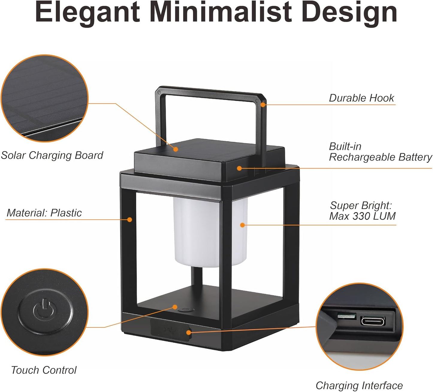 Outdoor Table Lamp, Brightness LED Nightstand Lantern, Portable Rechargeable Solar Lamp Waterproof, Touch Control Outdoor Lamps Cordless Lights Decorative for Patio/Walking/Reading/Camping