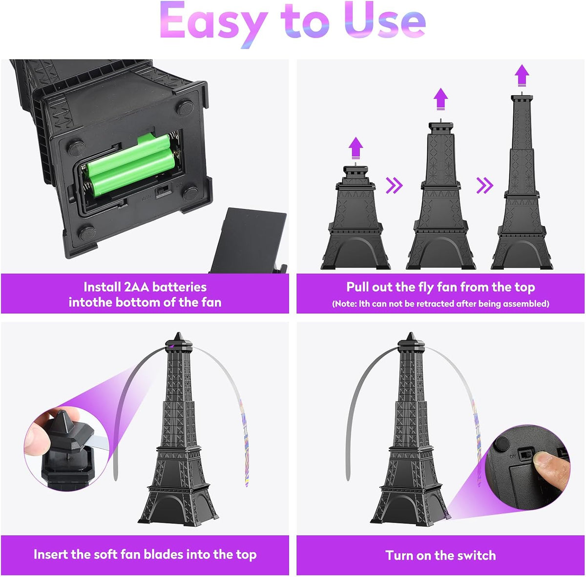 Fly Fans for Tables, Fly Repellent Fan Keep Flies Away, Battery Powered Bug Fans with Holographic Blades for Picnic, BBQ, Restaurant, Party and Kitchen, Indoor and Outdoor 4 Pack