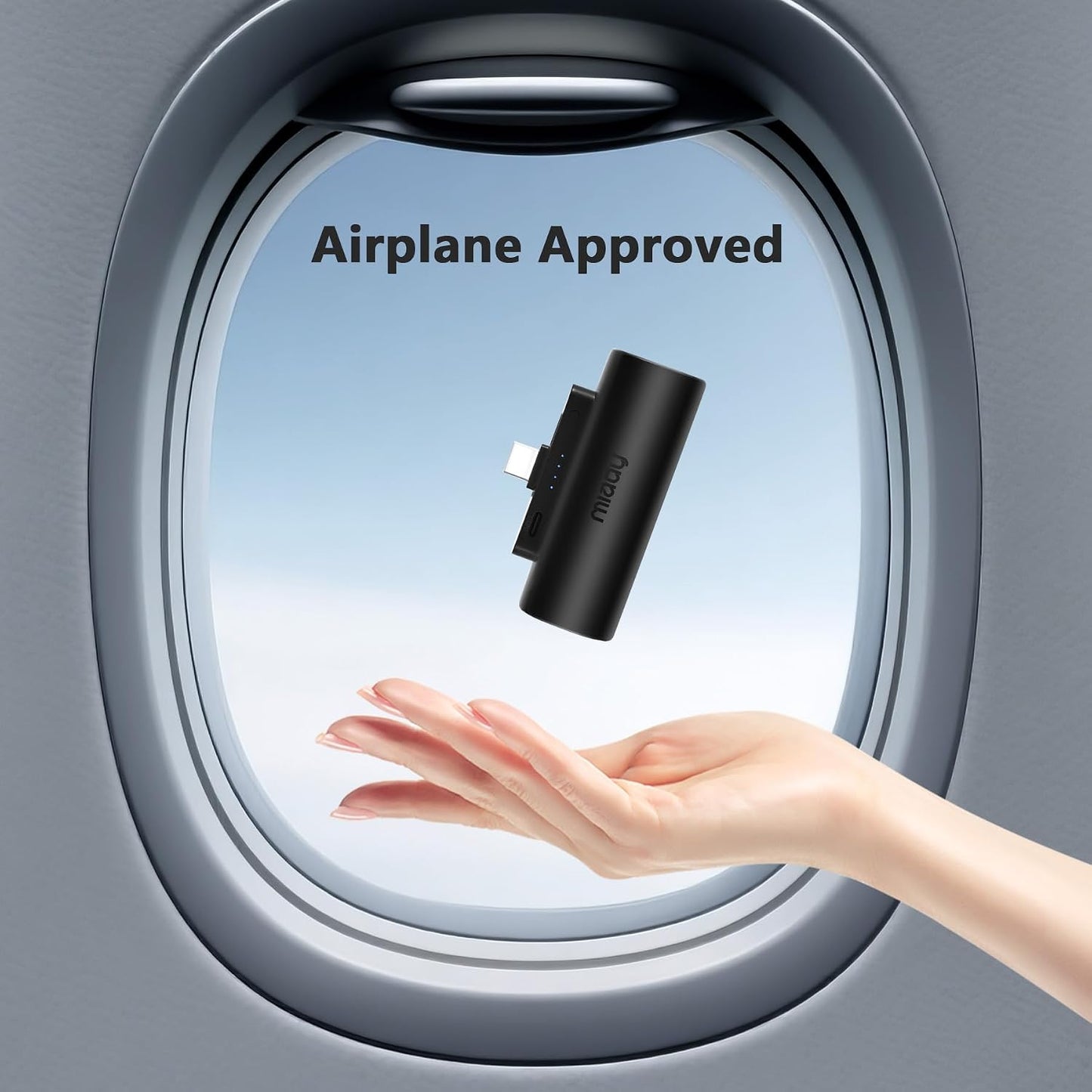 Miady 2-Pack Mini Portable Charger Built-in USB C Connector Small PowerBank | 5000mAh丨Lightweight丨for Backpack Travel丨Compatible with iPhone 17 Galaxy Android丨Ultra-Compact丨Flight-Safe丨18Wh丨White+White
