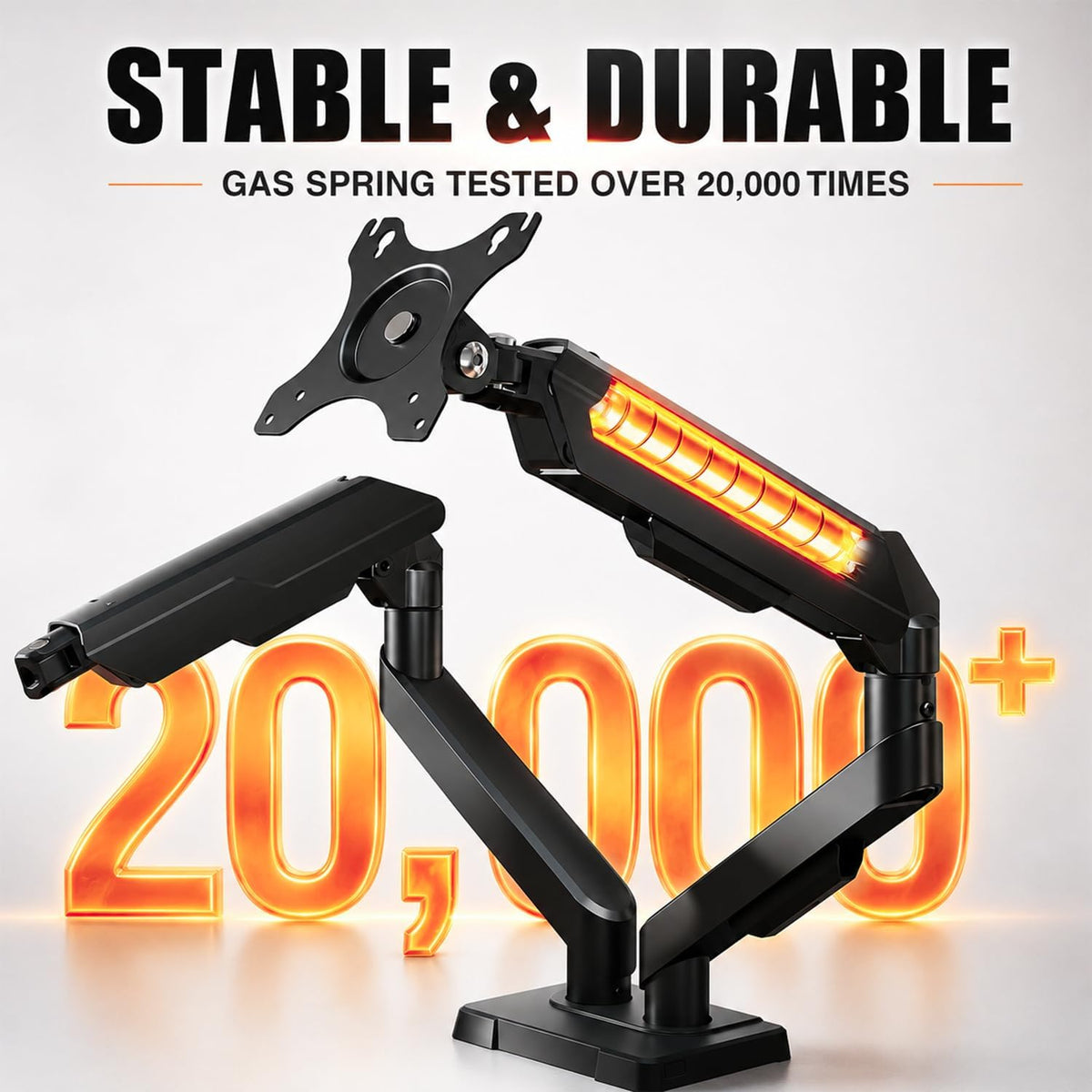 Dual Monitor Arm, Gas Spring VESA Mount Stand for 13‑32 Inch Computer Screens, Full Motion Fully Adjustable with C‑Clamp & Grommet Mounting Base, Each Arm Holds 4.4‑19.8 lbs