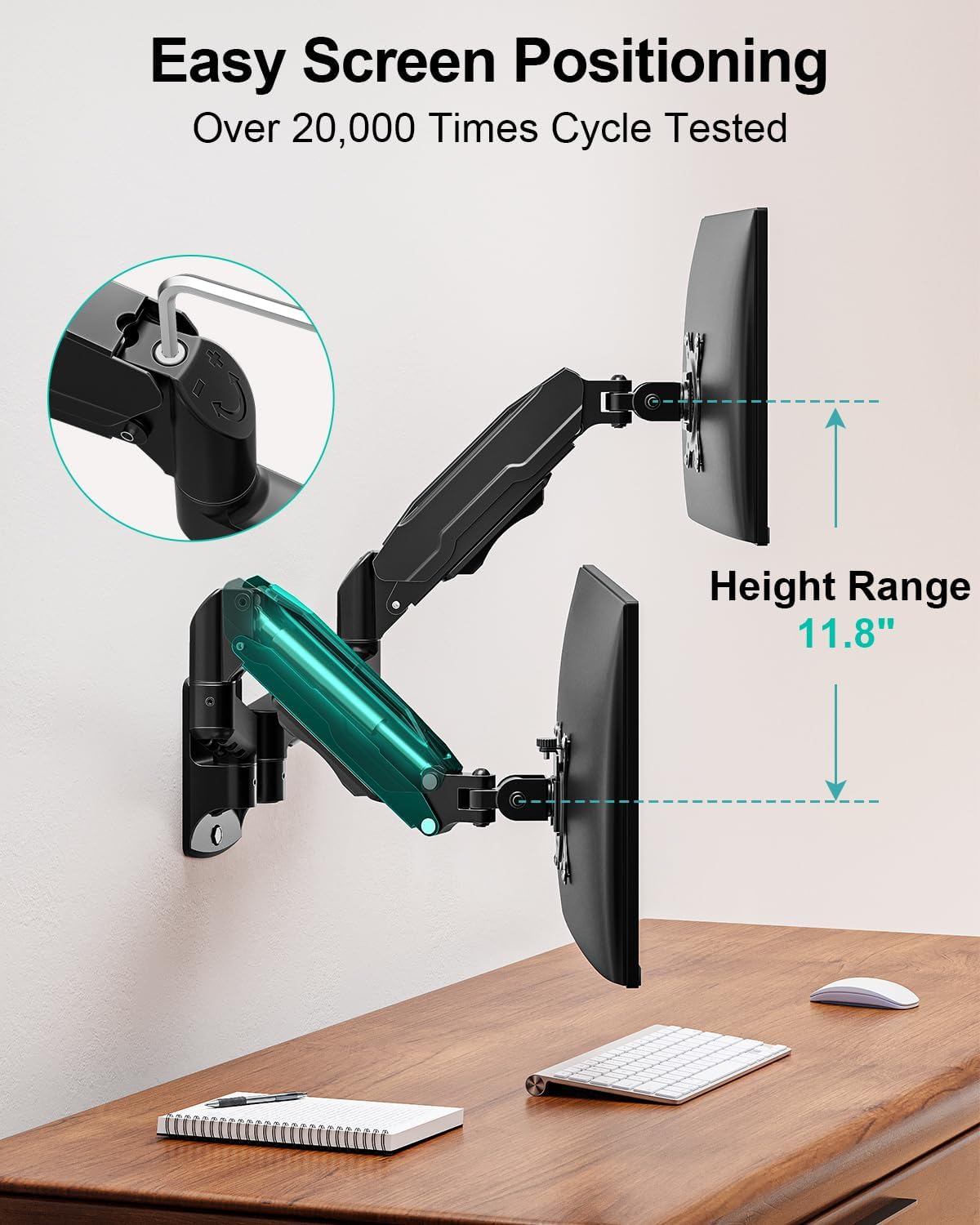 MOUNT PRO Dual Monitor Wall Mount for Max 32" Screens, Up to 19.8lbs Each