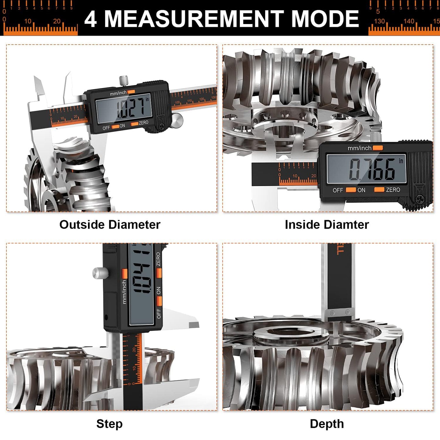 HARDELL Digital Caliper 6 Inch, Caliper Measuring Tool with Large LCD | Stainless Micrometer Calipers, Inch/mm Conversion, 4 Modes, Auto-Off and Sturdy Case. For DIY, 3D Printing and Jewelry