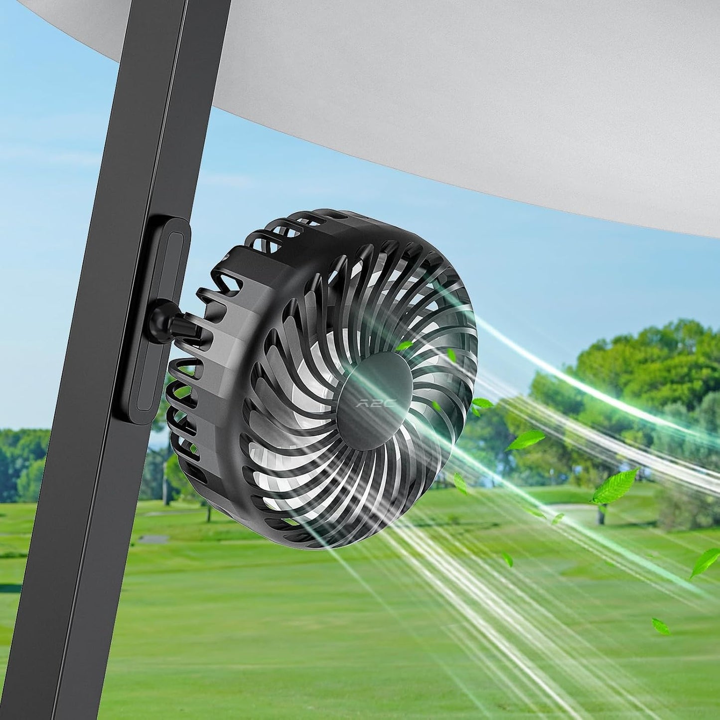 A2C Golf Cart Fan Rechargeable Magnetic Base Battery Operated Portable Fan | 3 Speeds, 4000 RPM Strong Airflow for Yamaha, EZGO, Club Car 360° Rotatable Golf Cart Accessories Gifts for Men, Dad, Husband