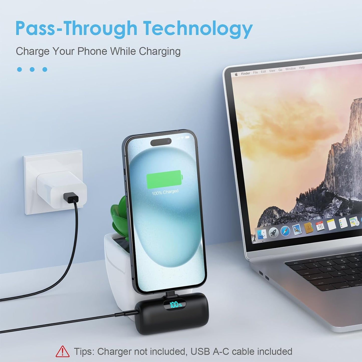 Mini Portable Charger USB C Power Bank,Upgraded 5000mAh PD Fast Charging Battery Pack Built-in USB-C Connector Travel Essential for iPhone17/17Pro/17Pro Max/Air/16 Plus/16Pro Max/15 Series,Android