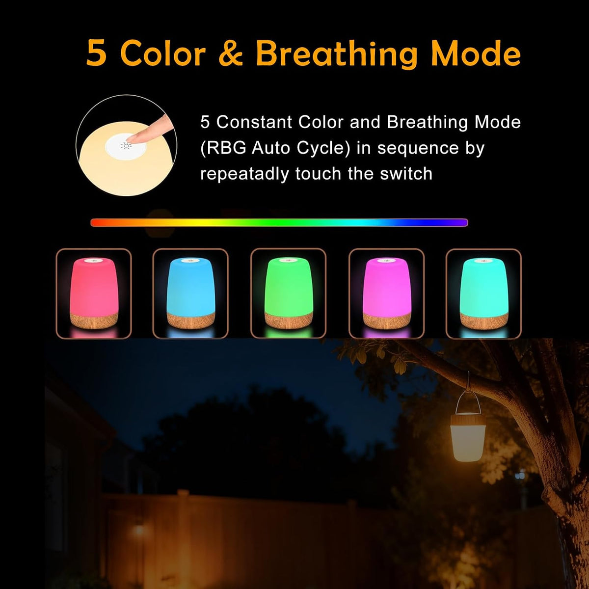 ELITUN LED Night Light, Cordless Bedside Lamp for Bedroom