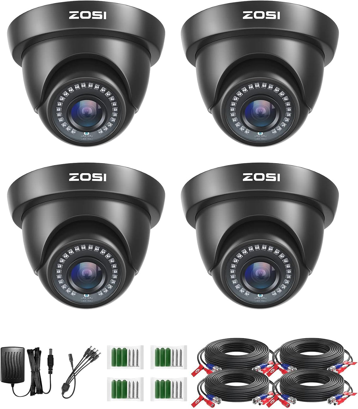 ZOSI 4 Pack 1080P CCTV Dome Security Cameras, HD-TVI Outdoor Indoor Cam