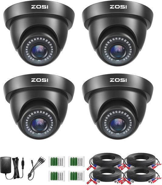 ZOSI 4 Pack 1080P CCTV Dome Security Cameras, HD-TVI Outdoor Indoor Cam
