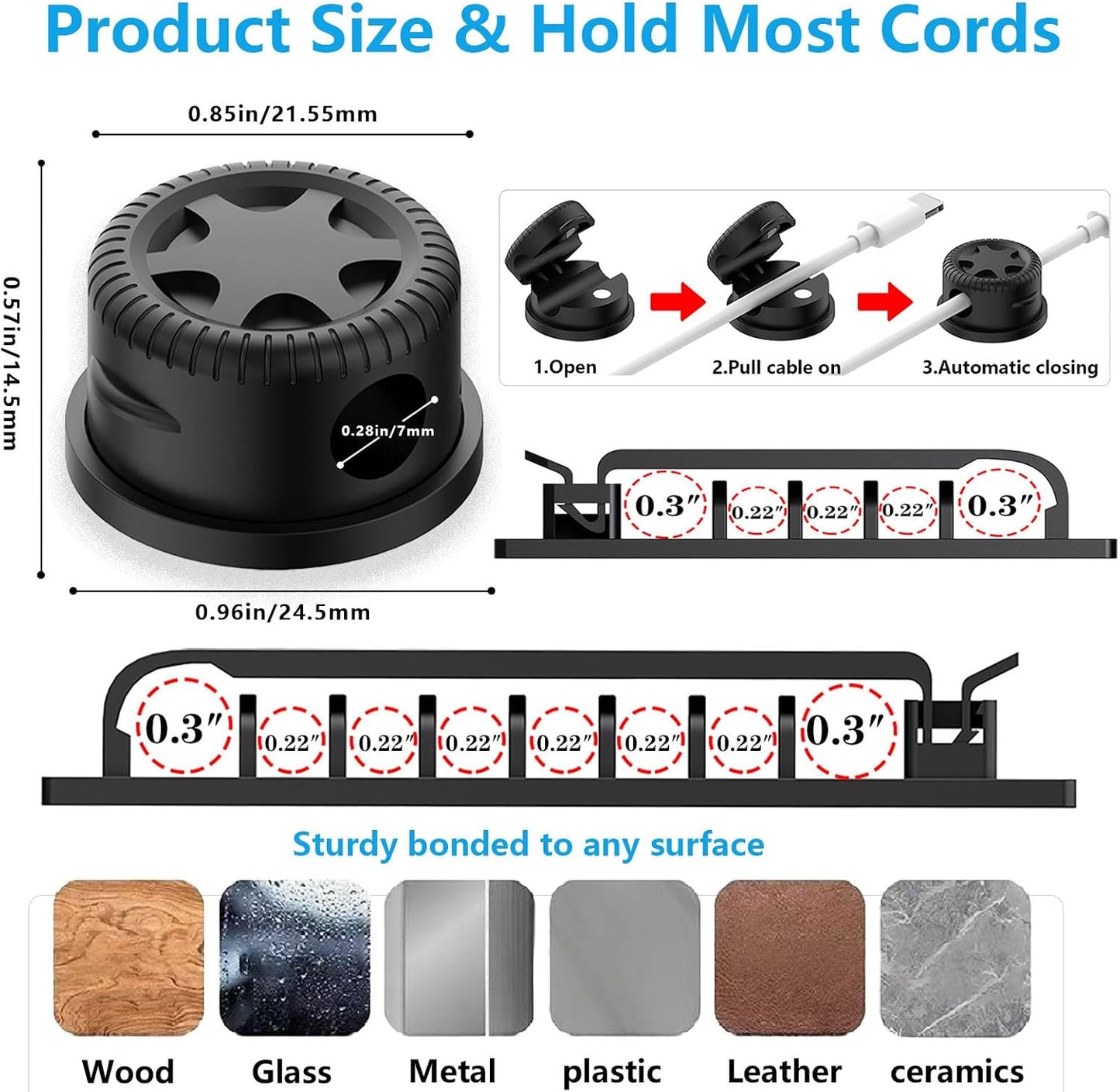 ELII 328Pcs Cable Management Kit, 8 Magnetic Cable Holder 69 Cable Clips | 4 Cable Sleeve Split,22Reusable Cable Strap,200 Nylon Cable Zip Ties ,25 Mounts TV Office,Nontoxic,Extra Strong Durable