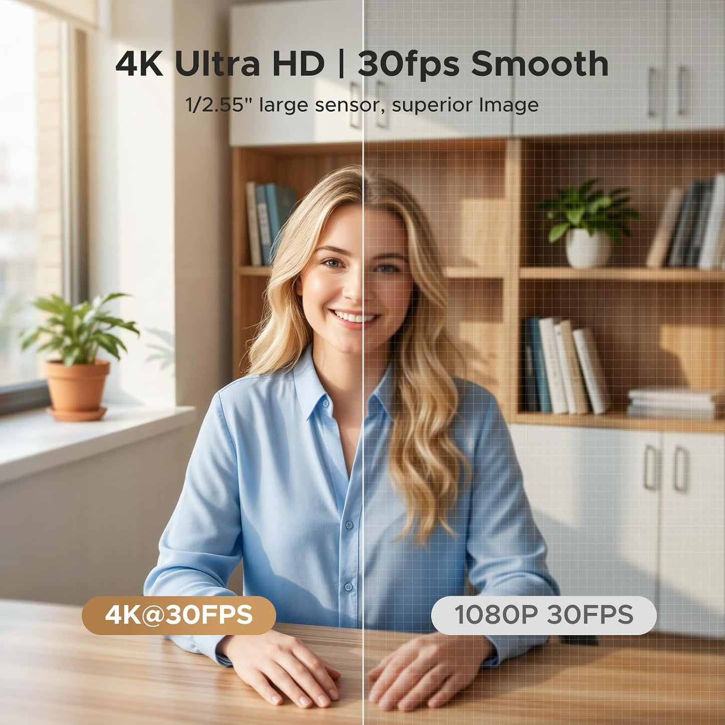 UGREEN 4K Webcam with Auto Focus, Dual AI Noise-canceling Mics for PC/Mac | 1/2.55" CMOS Sensor, 1080P 60FPS, Privacy Cover, Portrait Mode, Live Streaming, Conference, OBS, Zoom, Teams