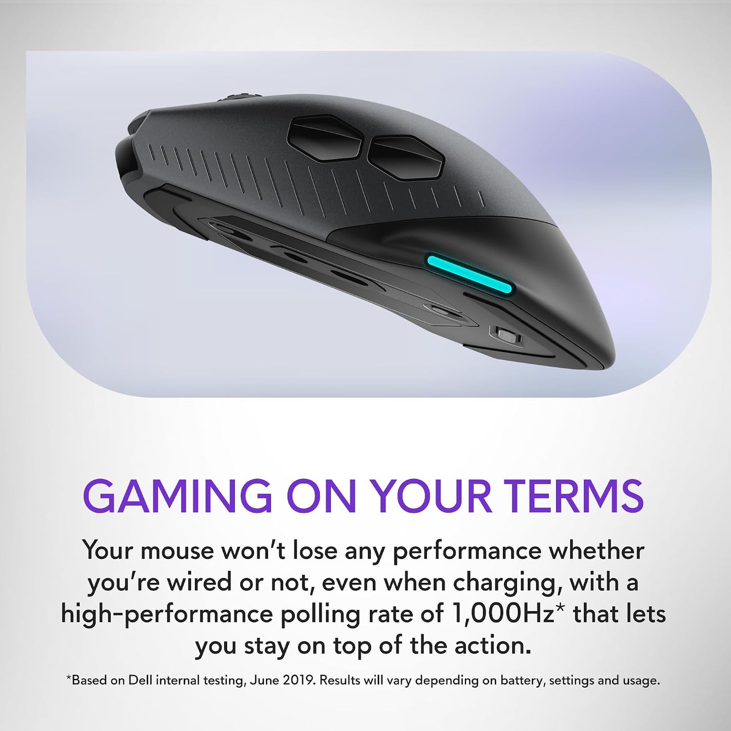 Alienware Wireless Gaming Mouse AW610M, 16000 DPI, 400 IPS, 7 Buttons | USB Wired, Optical Sensor, Programmable Controls, 1000Hz Polling, RGB Lighting, Dark Side of the Moon