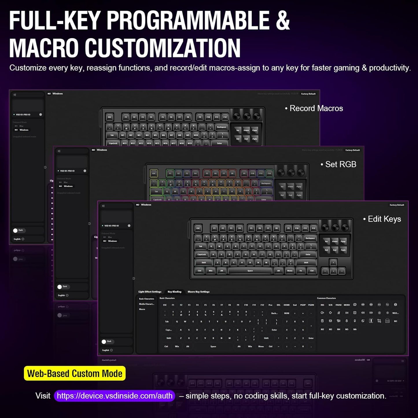 K1 Pro Macro Keyboard, Wired Only Full-Key Programmable On-Board Keypad, Custom Gaming Streaming Mechanical Keyboards with Screen & Knob, Gasket, RGB Backlit, Hot Swappable Shortcut Pad