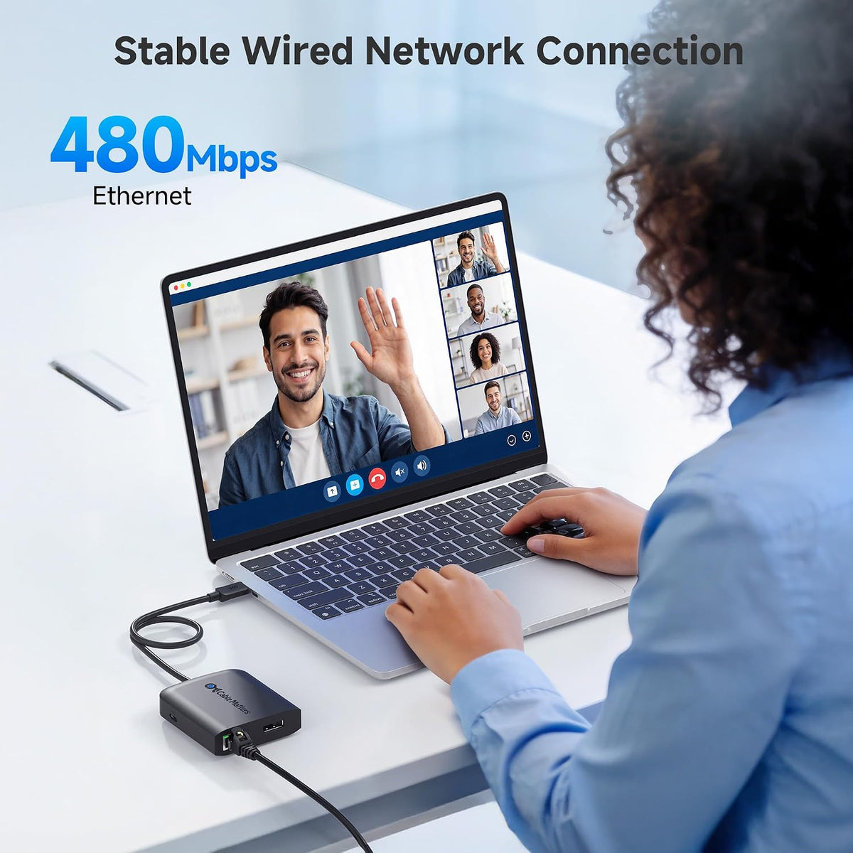 Cable Matters USB C Multiport Adapter (USB C Hub with DisplayPort 8K), 2X USB 2.0, Fast Ethernet, and 60W Charging in Black - Thunderbolt 4 / USB4 / Thunderbolt 3 Port Compatible with MacBook Pro