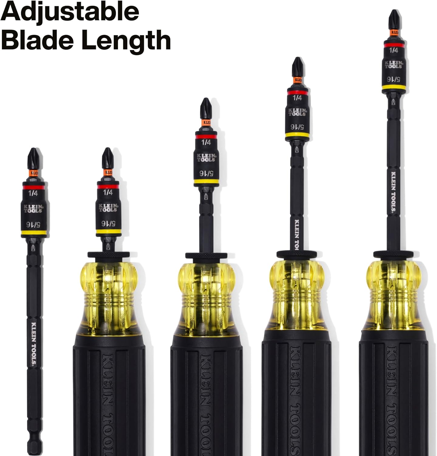 Klein Tools 32304 Screwdriver, 14-in-1 Adjustable Screwdriver with Flip Socket, HVAC Nut Drivers and Bits, Impact Rated