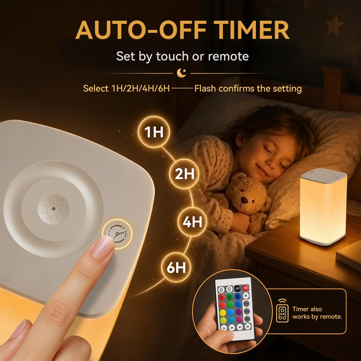 Auxmir Baby Night Light, 4000mAh, Remote, Touch, 256 RGB Colors, White