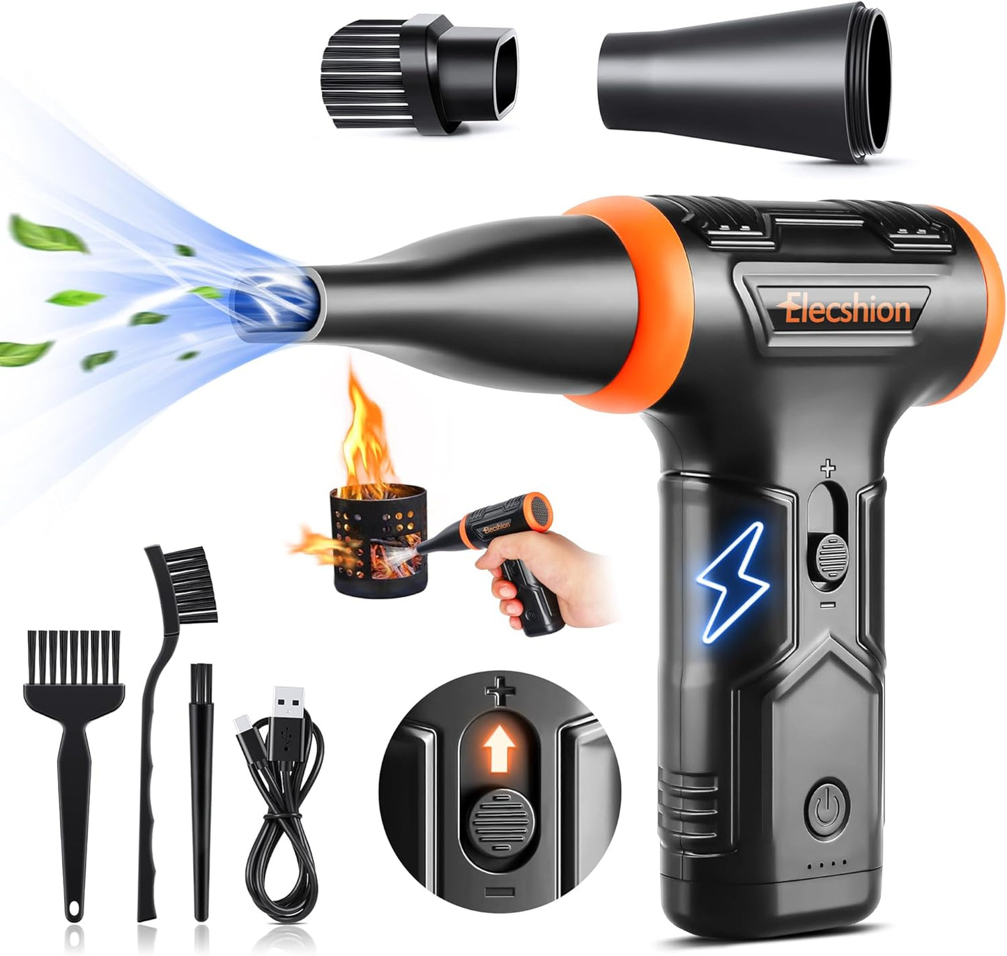 Compressed Air Duster - Electric Air Duster, 50 mph 110000RPM Super Power | Cordless Canned Air Dust Blower for PC/Computer/Blaster/Keyboard/Home, Mini/Variable Speed/Quick Dusting