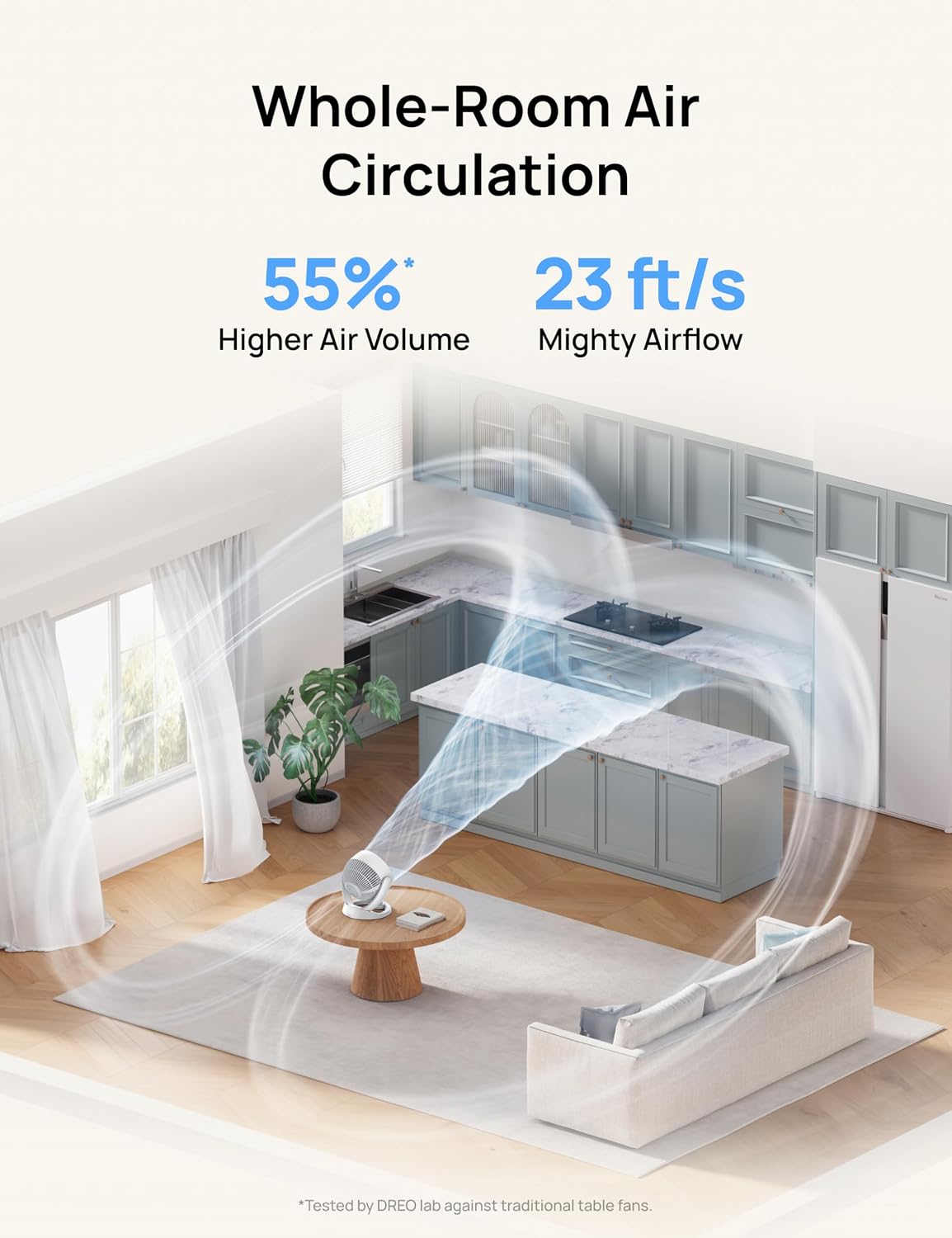 DREO Fan for Bedroom, 12 Inches, 70ft Powerful Airflow, 25db Quiet Table Air Circulator Fans for Dorm Room, 120° Adjustable Tilt, 3 Speeds, Desktop Fan for Home, Office, Kitchen