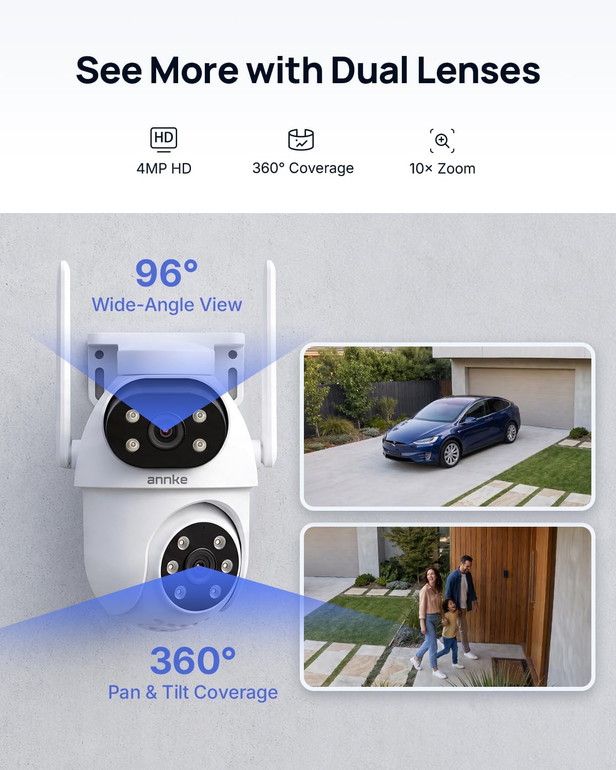 ANNKE Wireless Security Camera System, 4K NVR, 4 Dual-Lens PT Cams, 1TB HDD
