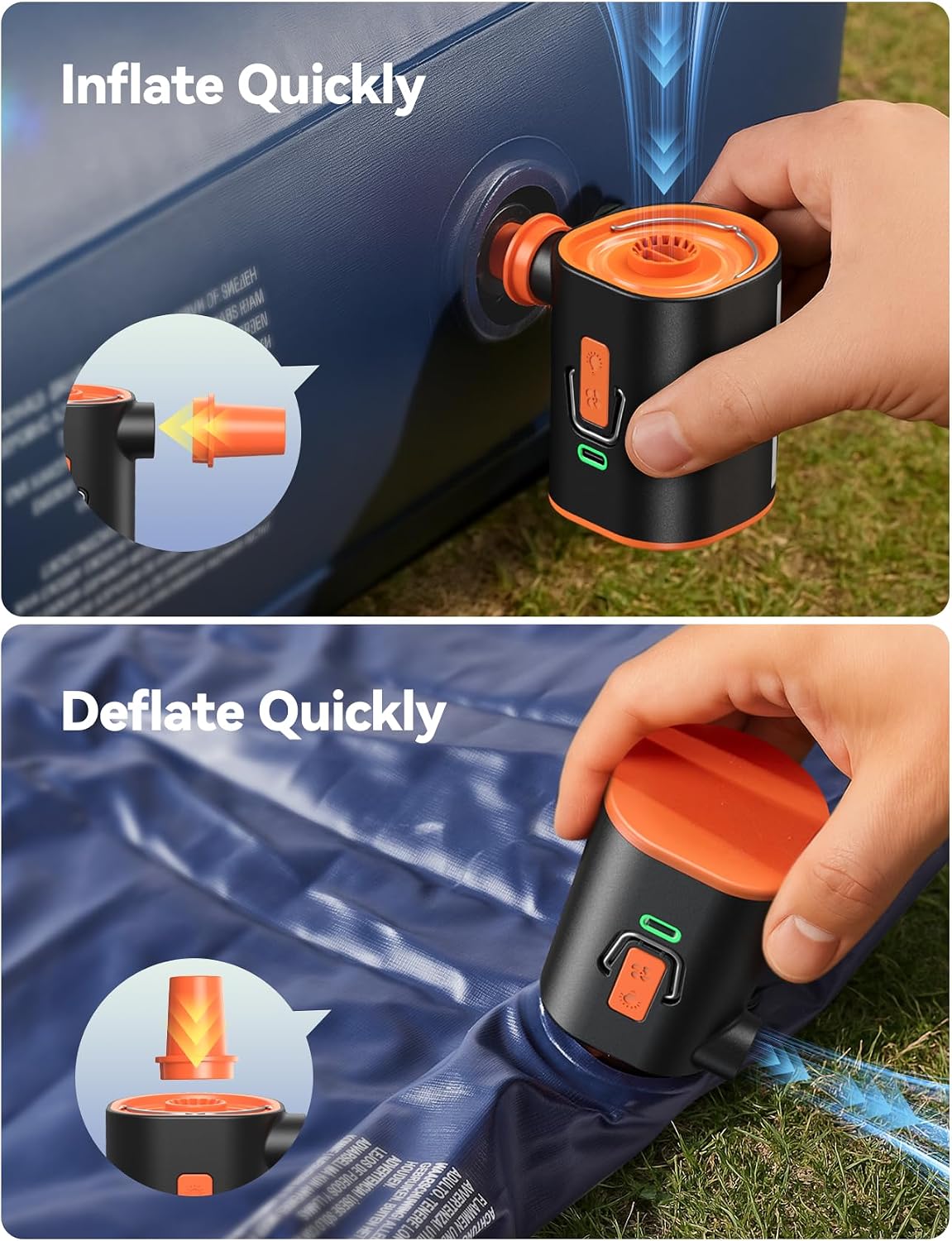 JOYROOM Air Pump for Inflatables with Upgraded 3600mAh 5C Power Battery | Advanced Heat Dissipation, 4.8kPa Ultra-Fast Inflate Deflate for Air Mattress, Pool Floats, Vacuum Storage Bags, Camping Bed