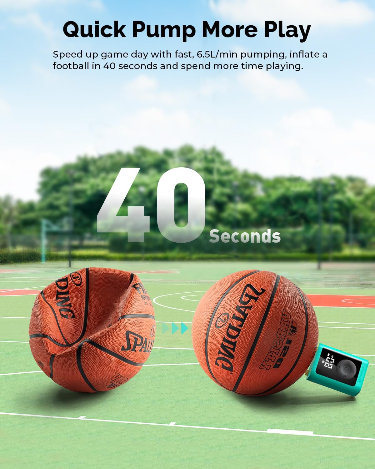 ETENWOLF Electric Ball Pump Inflation & Deflation with 2600mAh Battery | 3-17PSI Basketball Pump with Precise Pressure Gauge and Ball Needles, Rechargeable Air Pump for Football, Soccer, Volleyball