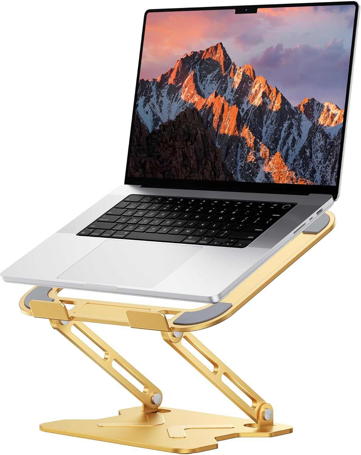 JCZT Adjustable Laptop Stand for Desk, Metal Foldable Laptop Riser, Black | Ergonomic Portable Laptop Stand, Ventilated Cooling Computer Notebook Holder for MacBook Air Pro, All 10-16'' Laptops
