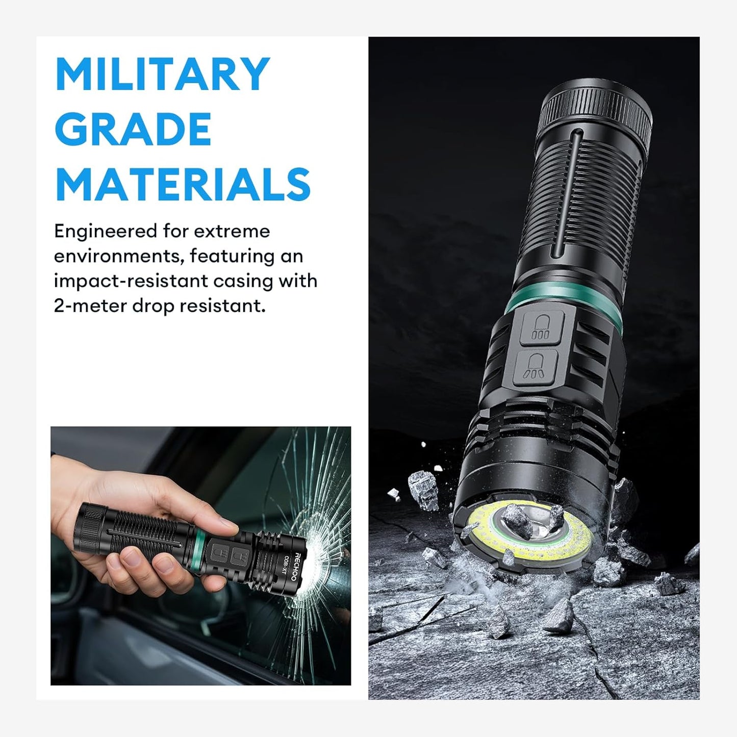 Rechargeable Flashlight 2 Pack, Super Bright Flashlights High Lumens 99000 | Fixed Foucs, 8 Lighting Modes IP65 Waterproof Flashlight for Camping Essential, Hunting, Emergency, Gifts for Men