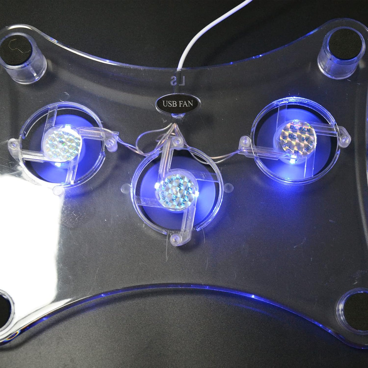 ThreeH USB Fan Laptop Cooling Pad with 3 Fans & Blue LED Lights