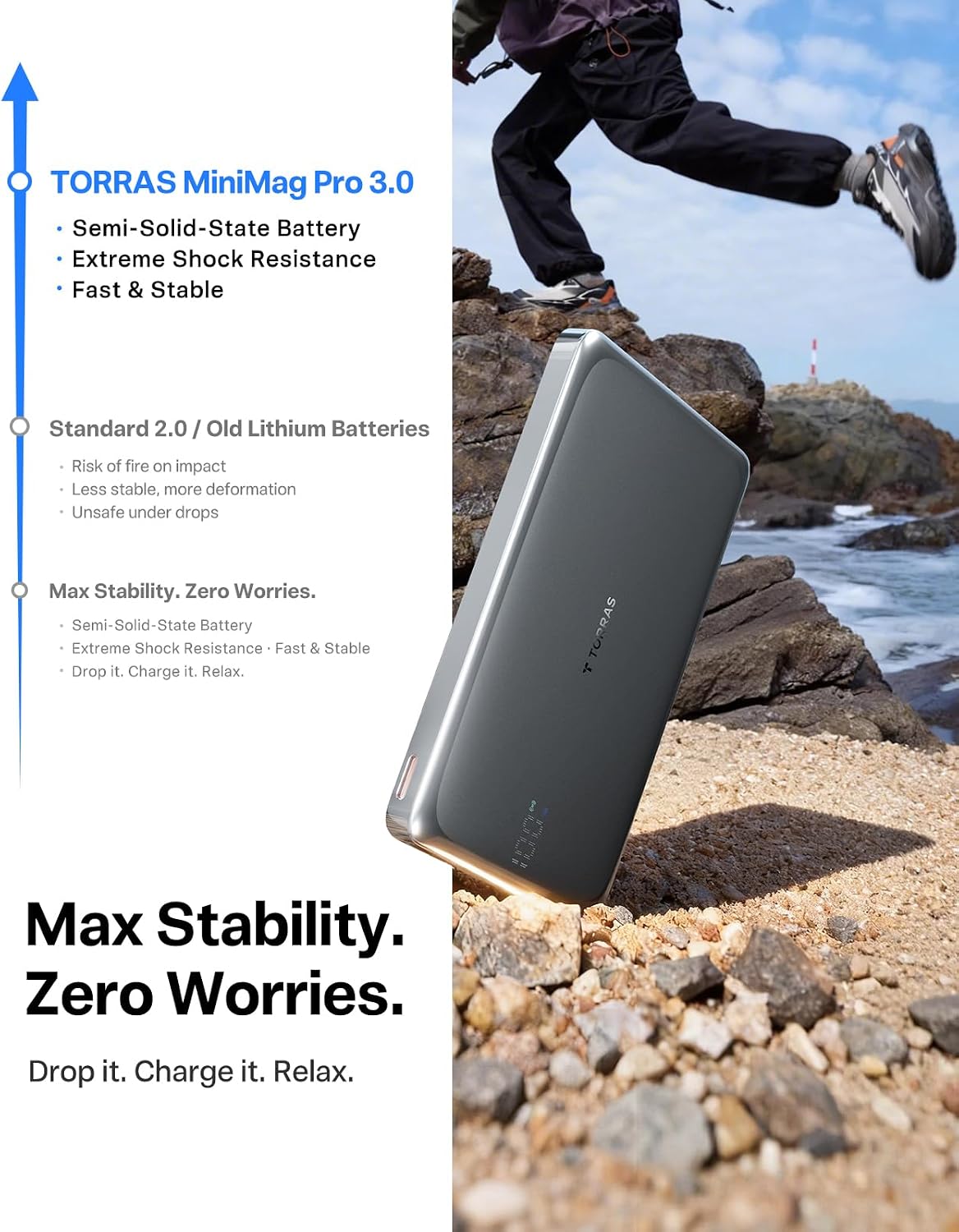 TORRAS MiniMag Pro Portable Charger Power Bank, 10000mAh 15W Magnetic Battery Pack for iPhone 17/16/15/14/13/12, Slim Magnetic Wireless Charger with 30W USB-C, Semi-Solid-State Battery for Travel