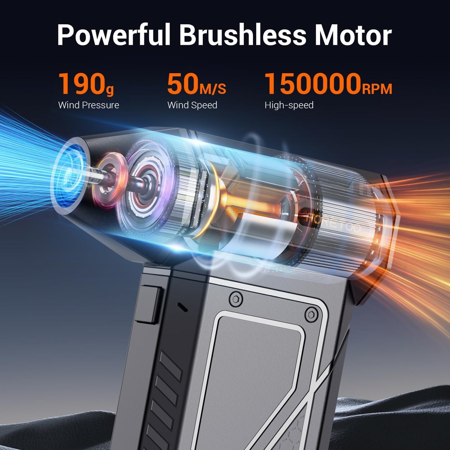 Compressed Air Duster-150000RPM Super Power Cordless Air Duster, Rechargeable Brushless Motor Durable Power Blower with SOS LED Light,Adjustable Dust Blower for Computer, Pet,Outdoor, House and Car