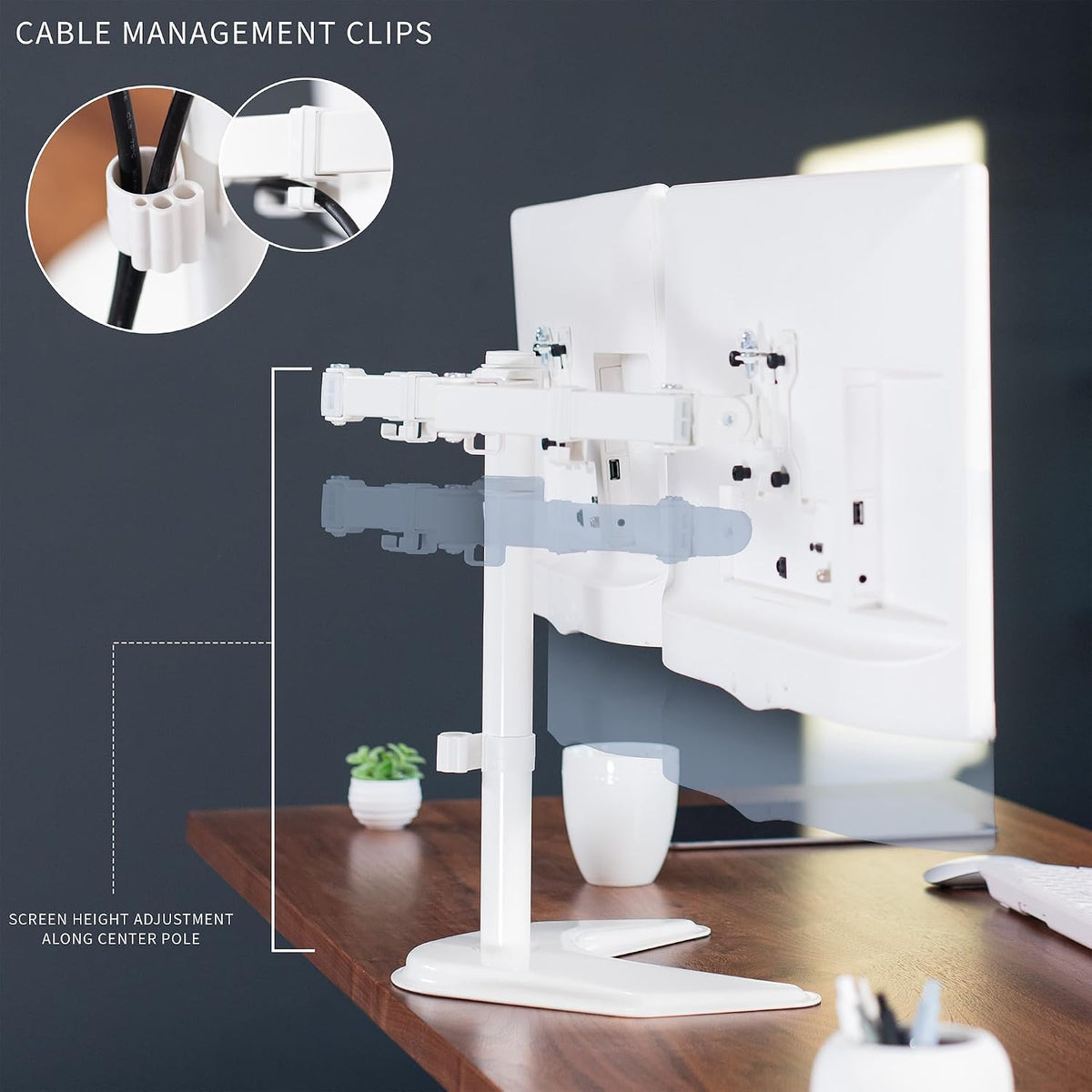 VIVO Dual LED LCD Monitor Free-Standing Desk Stand