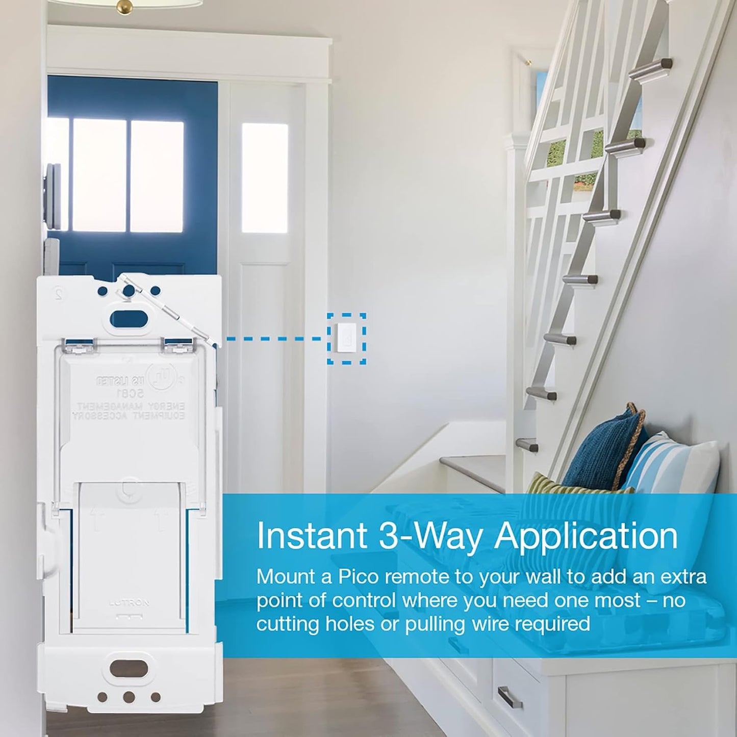 Lutron Caseta Smart Lamp Dimmer Kit; Plug-in Dimmer & Pico Wireless Remote | Wireless remote and lamp dimmer kit adds a new switch for floor lamps or table lamps without running wires P-PKG1P-WH, White