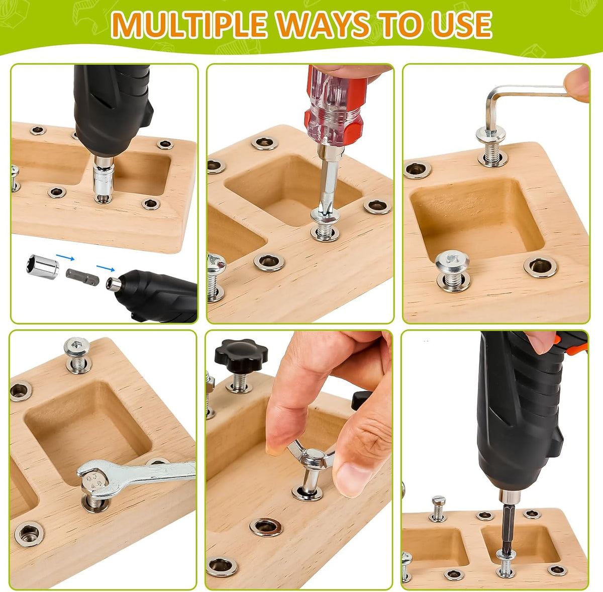 Montessori Screwdriver Board Set, Kids Screwdriver Toy Set Busy Board 3+ | Electric Drill, Fine Motor Skills, Montessori Practical Life, Tools for Toddlers 3-5, STEM Learning Activity