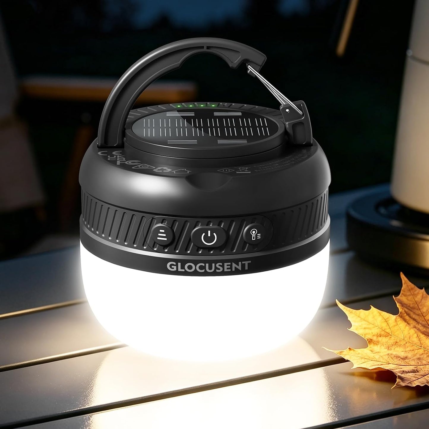 Glocusent 400H Camping Lantern, 5000mAh Rechargeable Lantern, Solar Pocket | Led Camping Lantern with 5 Brightness 3 Modes, IPX5 Waterproof, Pocket Lanterns for Power Outages, Emergency Light, Camping